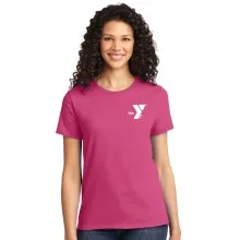 Ladies 5.5oz 100% Cotton Tee  - Left Chest YMCA Logo